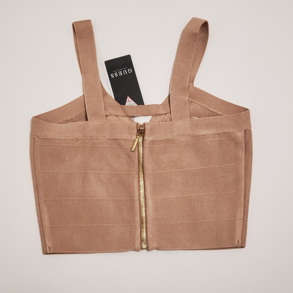 GUESS Marciano Beige Tan Mirage Bandage Crop Top - Size XXS, XS, 00, 0 - Picture 4 of 6